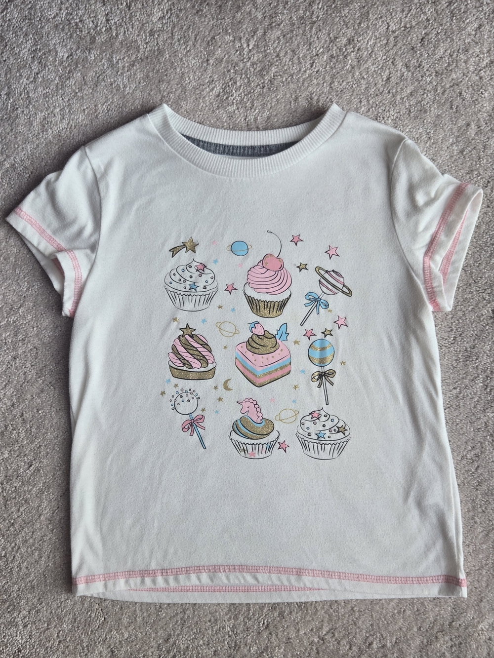 BCBGirls White Tee with Pastel Cupcake & Candy Print
